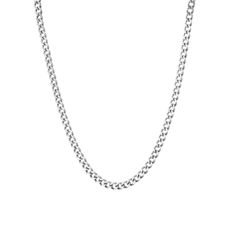 European and american pendant necklace, exaggerated style, gold, silver, and black, 304 stainless steel, 4mm wide, 60cm length, hip-hop accessories