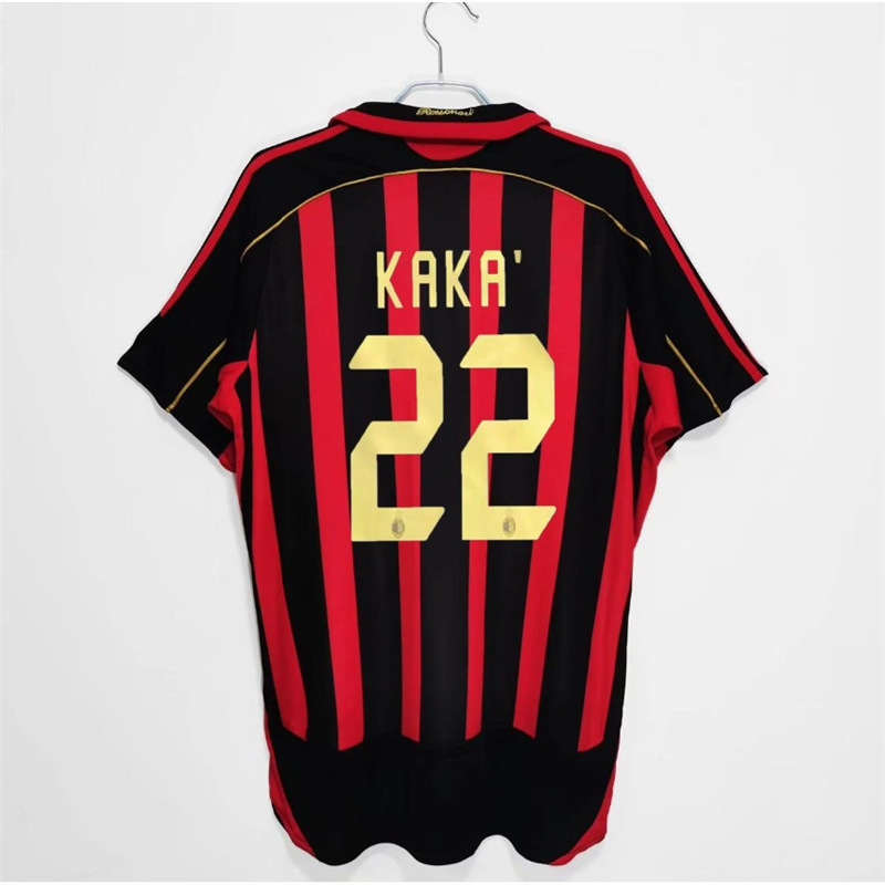 06/07 ac milan football jersey – kaka, inzaghi, maldini – long sleeve/short sleeve – custom number – classic retro