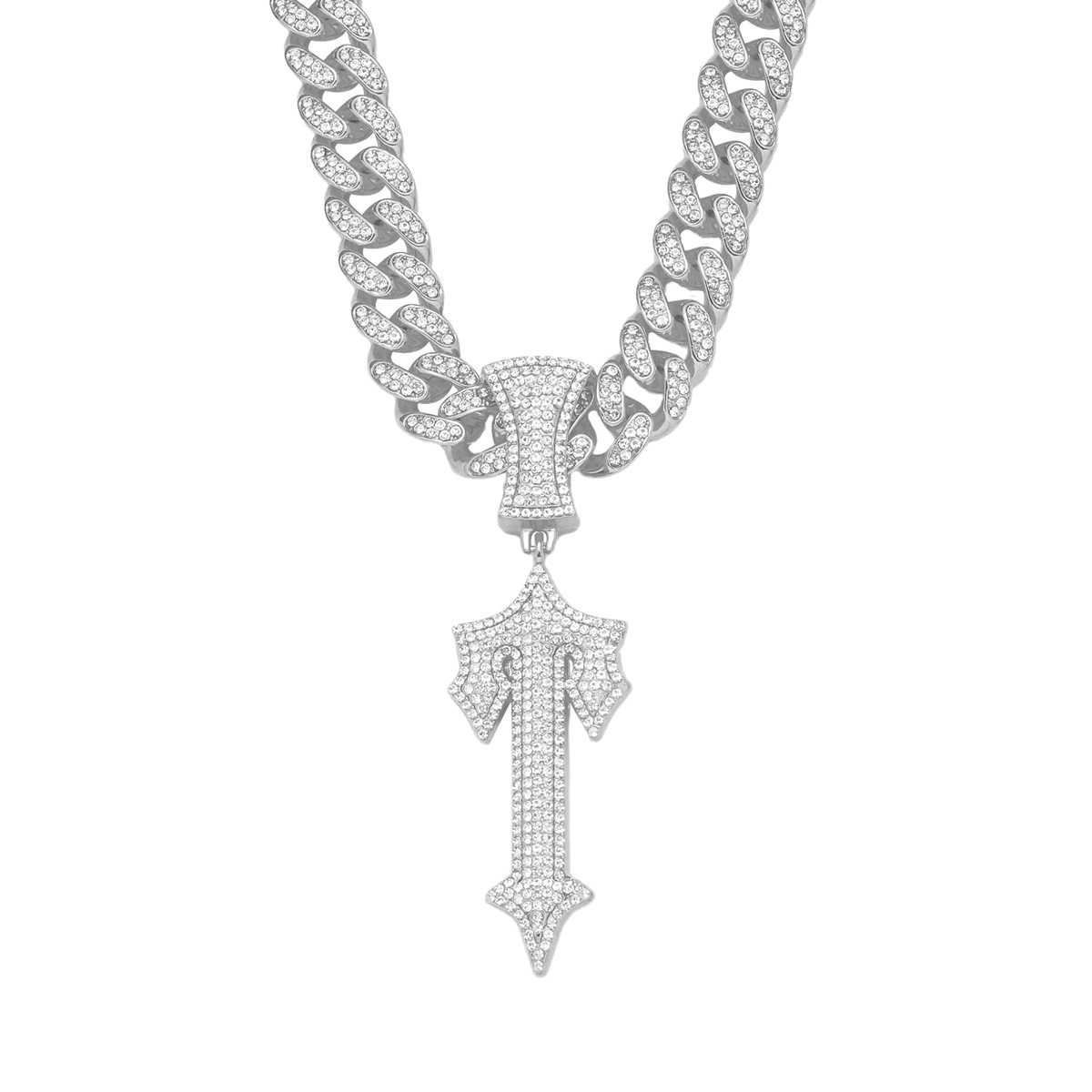European and american new arrival: full diamond sword pendant hip-hop necklace – 3d alloy hip-hop jewelry – cross-border trendy men’s necklace