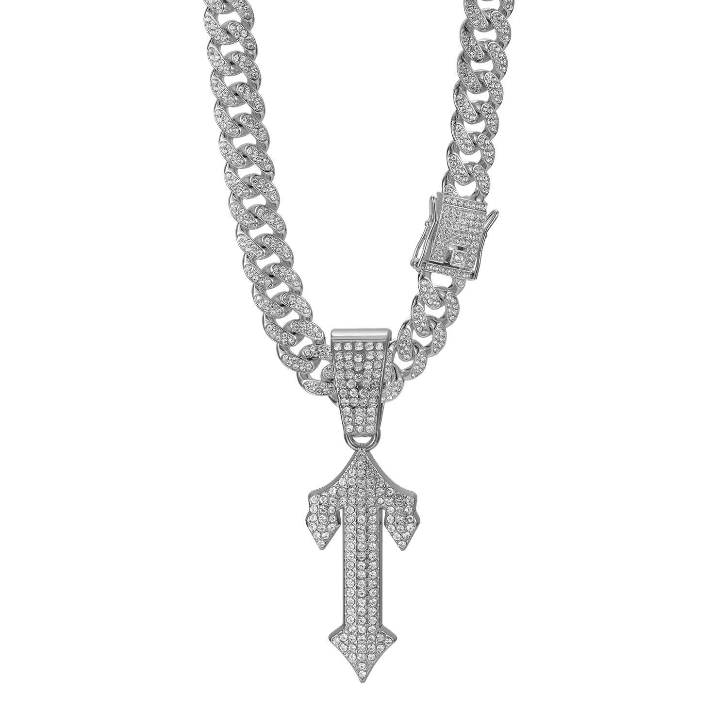 European and american hip-hop style cuban necklace with large sword alloy full diamond pendant trendy men’s jewelry cross-border new product wholesale