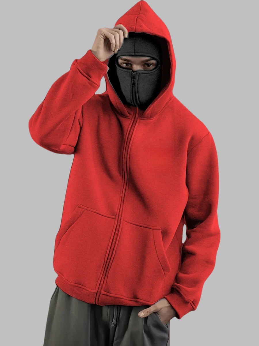 American style hoodie cardigan loose fit zip-up hoodie autumn and winter sports jacket double hood cross-border amazon new arrival