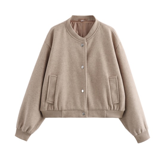 Cross-border women’s wholesale: 2026 fall/winter new women’s casual long-sleeve soft short bomber jacket