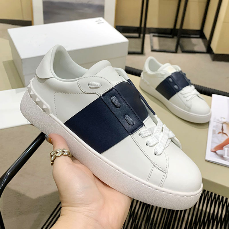 2024 new v-brand chunky sole studded white sneakers – unisex, versatile lace-up casual athletic shoes with color blocking