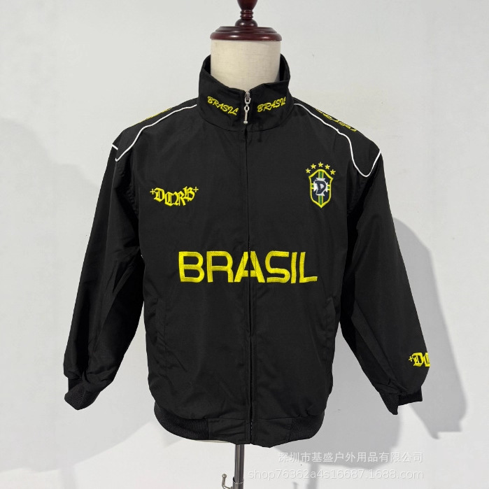 F1 racing suit brazilian jersey jacket embroidered outerwear baseball jacket flight suit outerwear custom football series jacket