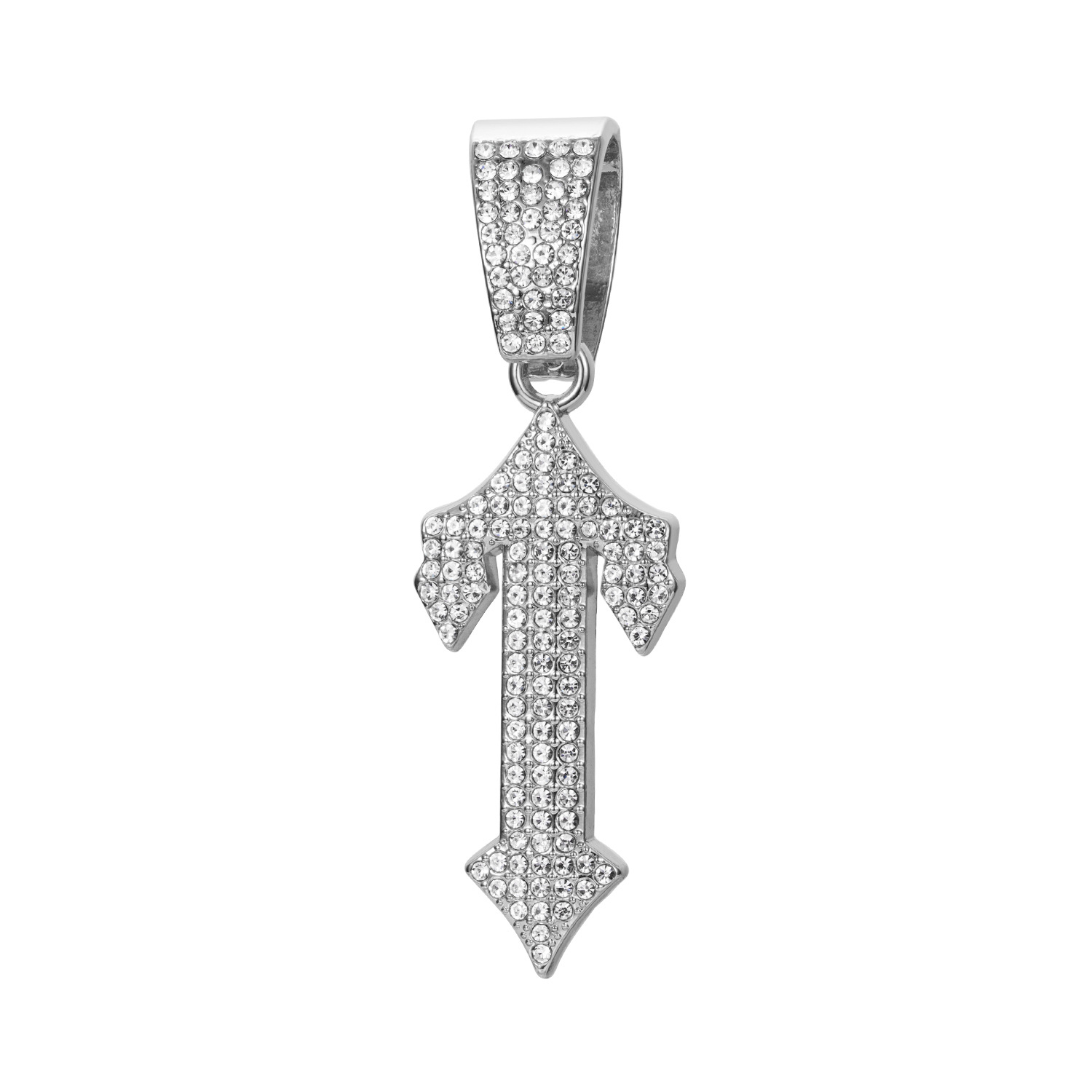 European and american alloy full diamond arrow large ring buckle pendant necklace with cross-border popular cuban chain thick necklace jewelry factory