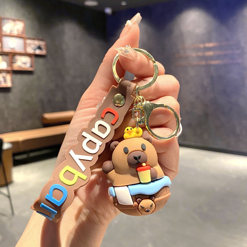 Cartoon cute capybara keychain pendant bag charm car key chain small gift wholesale