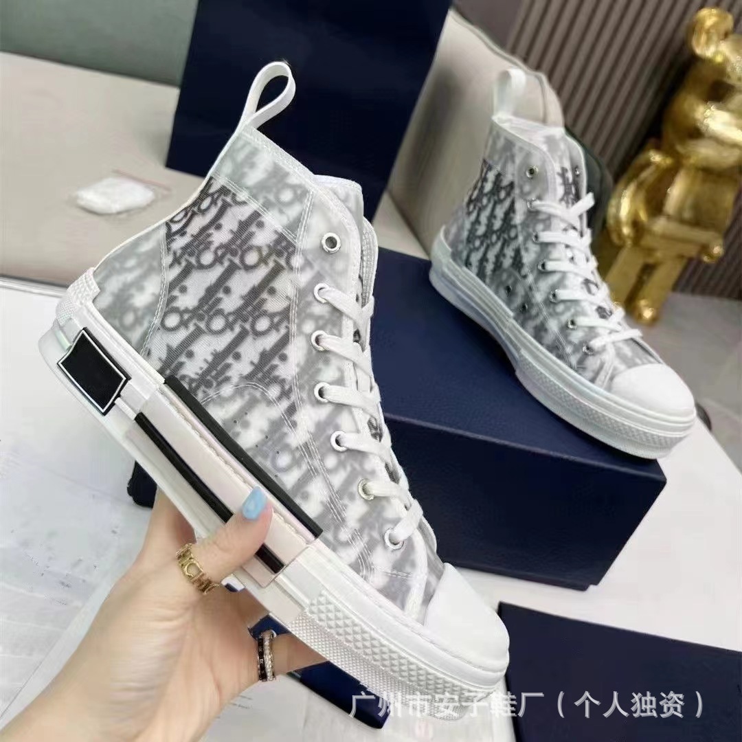European station d men’s high-top shoes 2024 breathable canvas shoes white shoes women’s flatsprinting letter sports sneakers