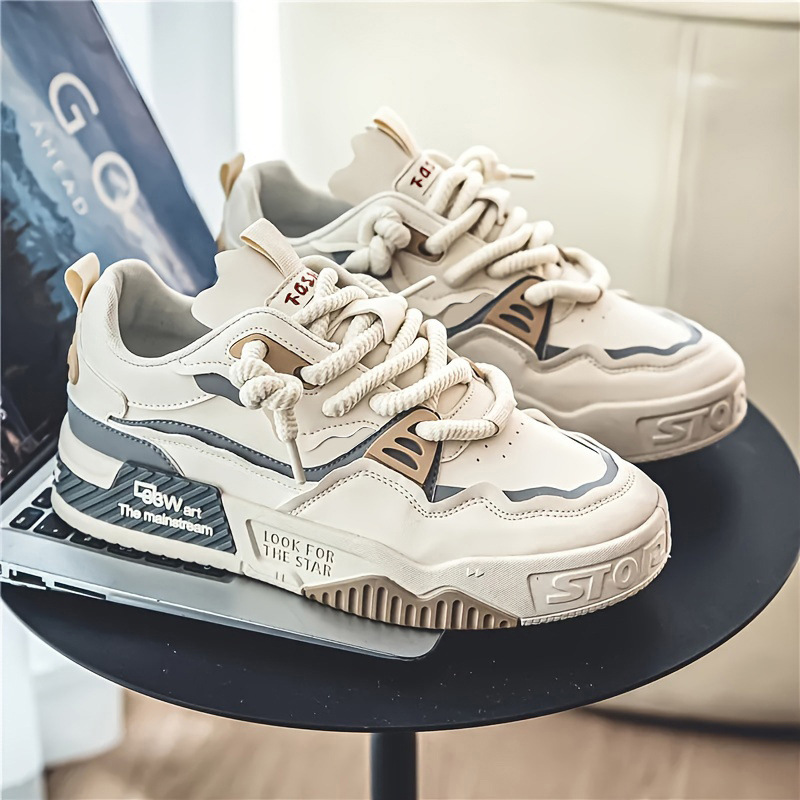 Plus size men’s shoes 2025 new export style casual sneakers men’s thick sole height increasing leather upper size 46 skate shoes 1