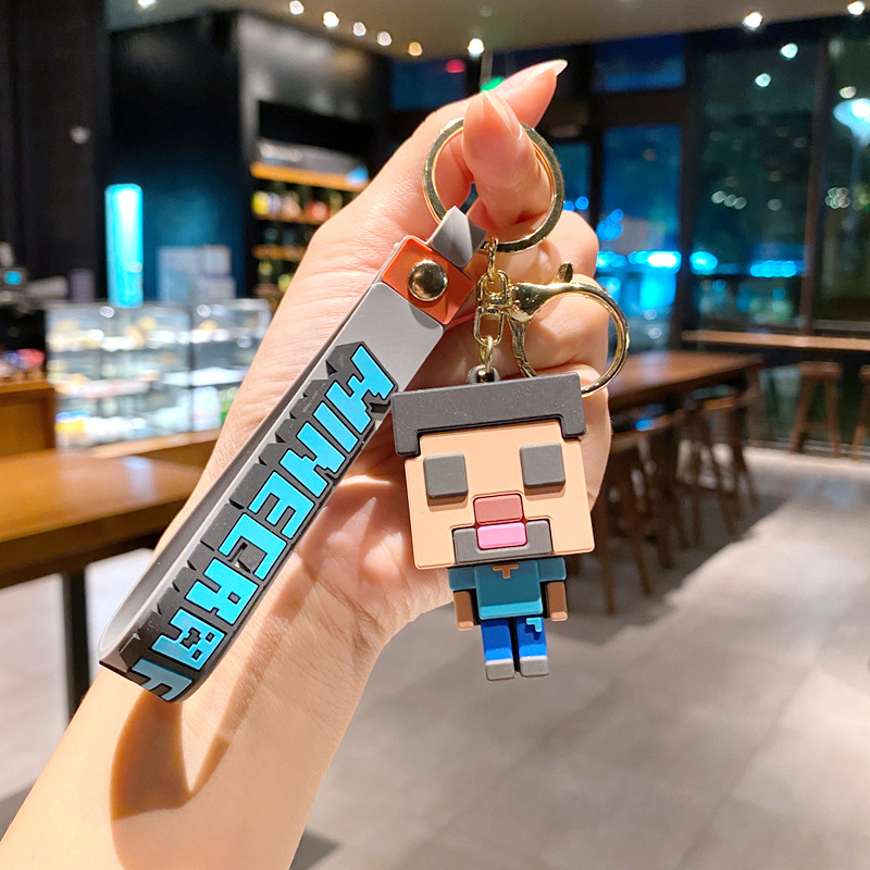 New creative minecraft 3d sandbox game keychain – minecraft couple keychain bag charm