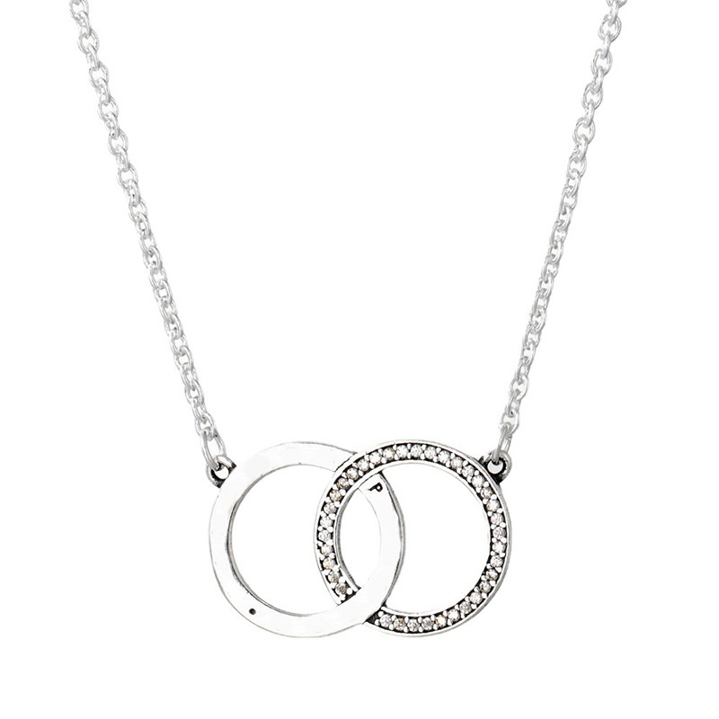 Pan’s new neck accessories sparkling pavé and bead three-in-one pendant necklace jewelry for women casual clavicle chain fashion 1