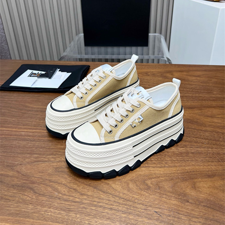 2025 spring new women’s platform sneakers: casual, flat, hidden heel, chunky sole, white sneakers, athletic shoes 1