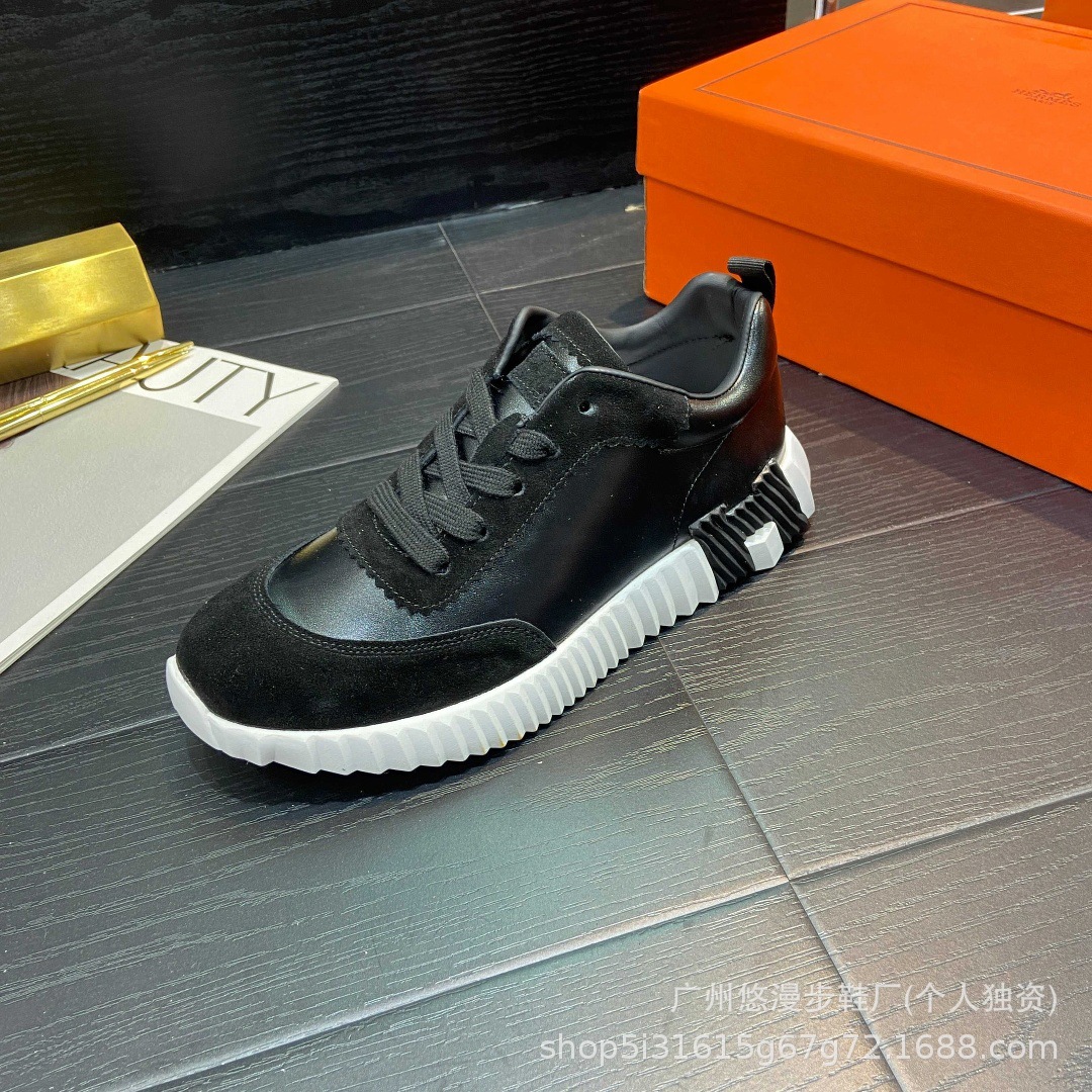 H brand women’s casual sneakers 2026 new genuine leather breathable versatile white shoes couple’s chunky sole running shoes for men