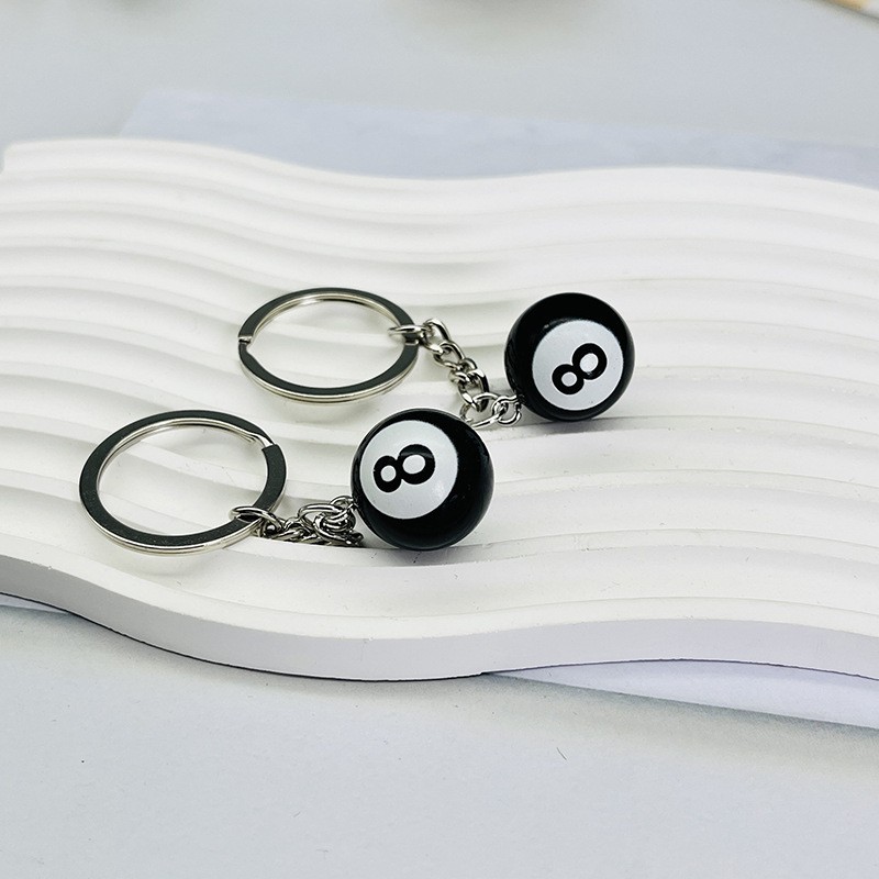Diy jewelry resin simulation black billiard table tennis sports gift keychain bag pendant