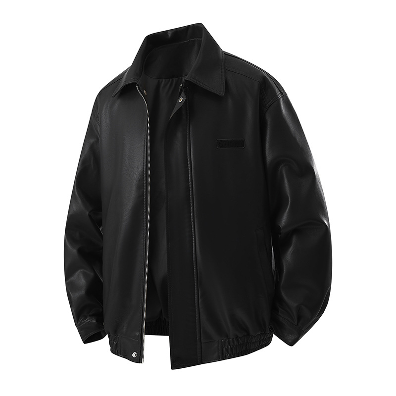 Price controlled at ¥168. l-8xl pu leather jacket for men, trendy streetwear style, badass and stylish, american retro turn-down collar motorcycle jacket