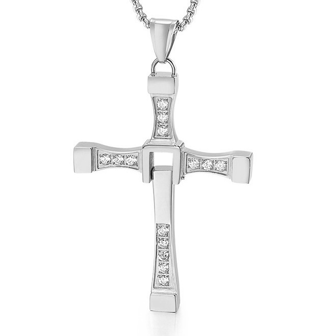 Cross-border hot style personalized hip hop zircon micro-embedded cross single pendant necklace jewelry wholesale supply 1