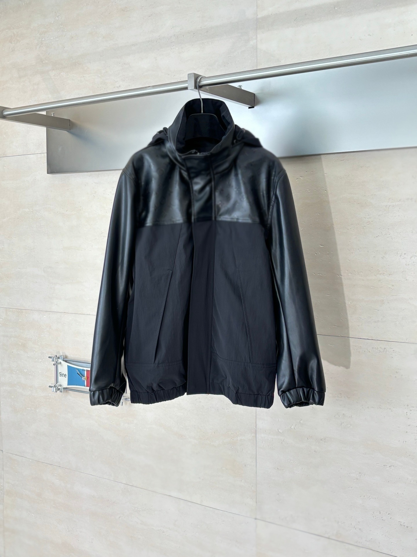 Correct version ss26 early spring new arrival lvjia black nylon blended leather hooded jacket for men and women same style outwear
