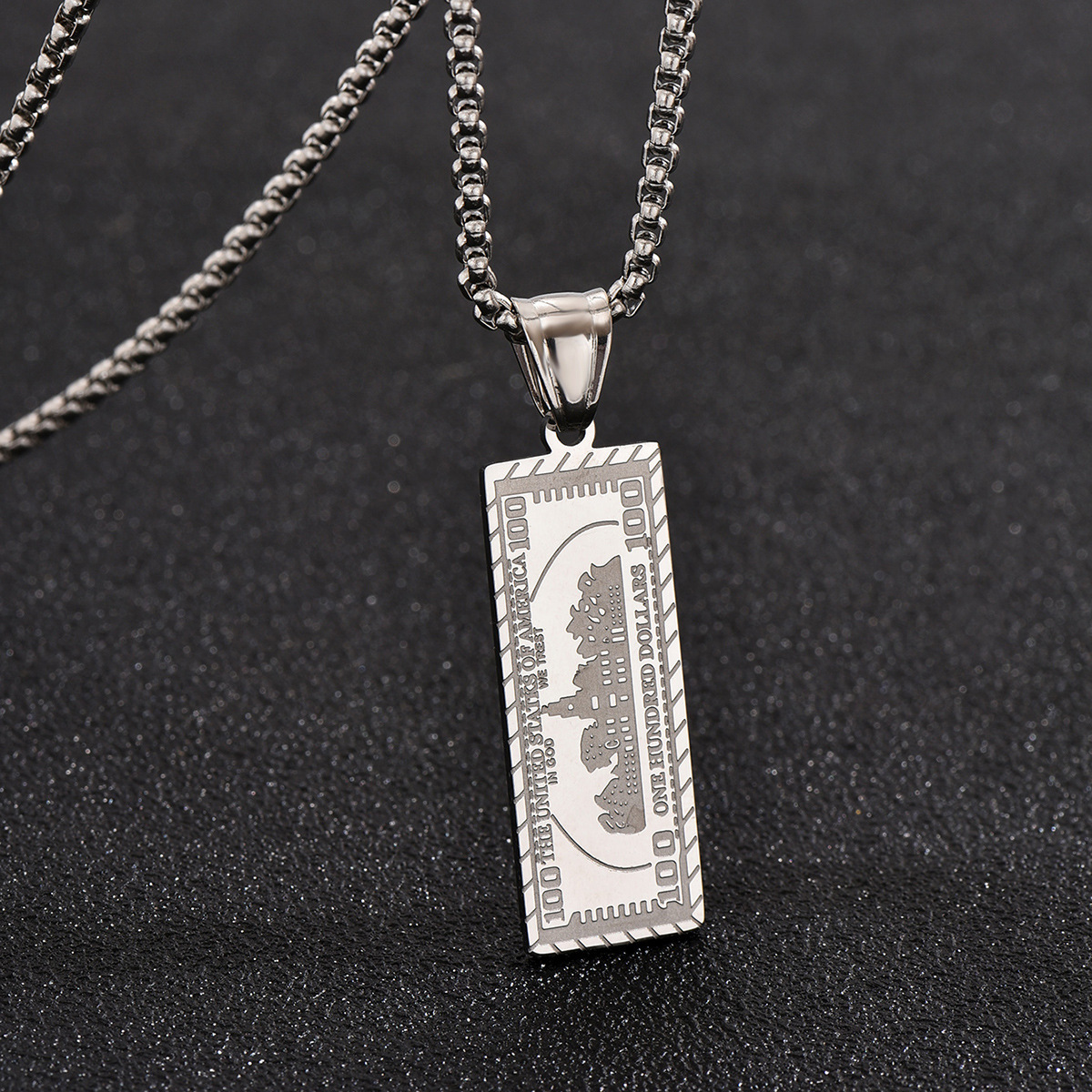 Temu hot selling cross-border $1 million banknote necklace rock street photography trendy men and women gold plated accessories
