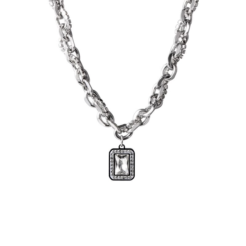 Cold style rock candy letter men’s sweatshirt necklace women’s niche design classy cuban chain titanium steel hip hop clavicle chain 1