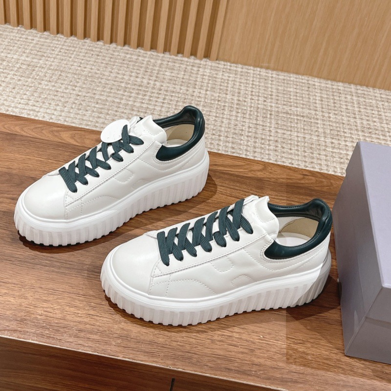 Export hoga spring & fallcouple genuine leather thick bottom biscuit shoes tan jianci airship sports casual platform shoes white shoes for women