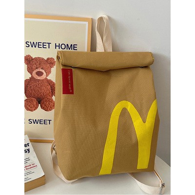 New arrival bag popular mcdonald’s large capacity backpack casual backpack hamburger paper bag bag student class bag