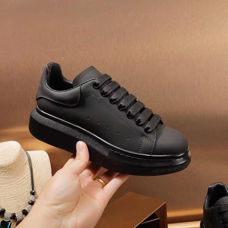 High version mcqueen white shoesflats genuine leather thick solehidden heel sneakers casualeasiest for matchcoupleplatform shoes sneakers