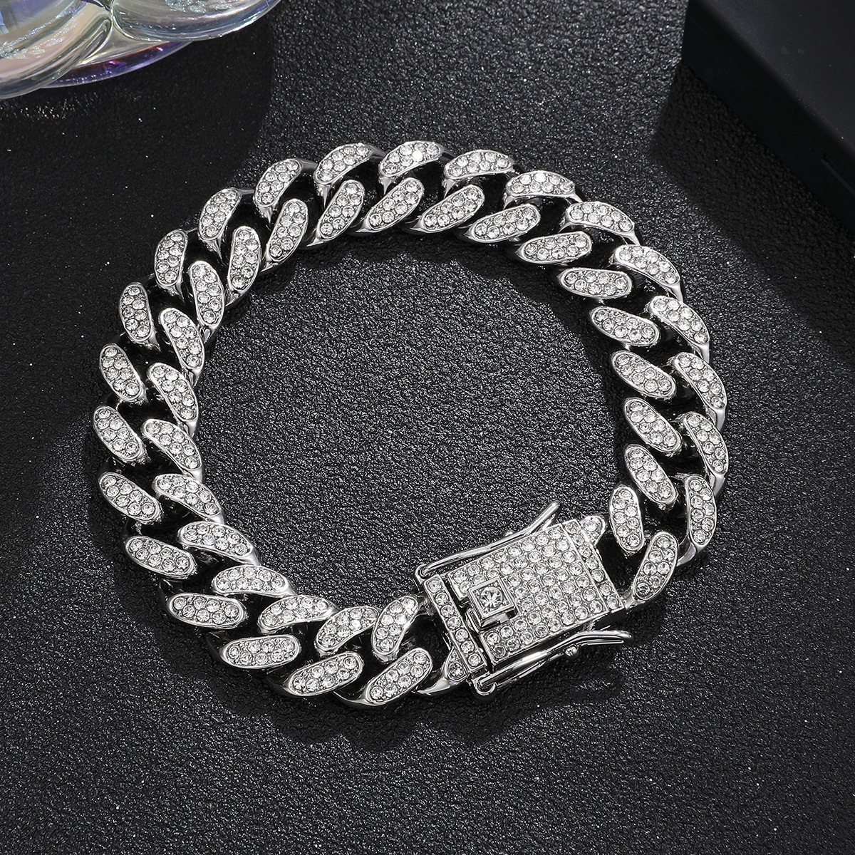 European and american alloy heavy industry full diamond cuban chain high quality 14mm diamond-encrusted men’s rap hip hop thick necklace 1