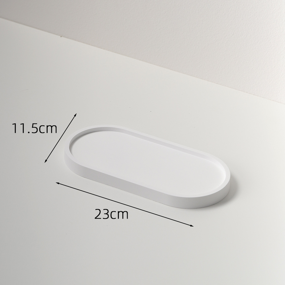 Creative white geometric plaster jewelry display stand – ring, earring, necklace organizer tray – photo prop 1