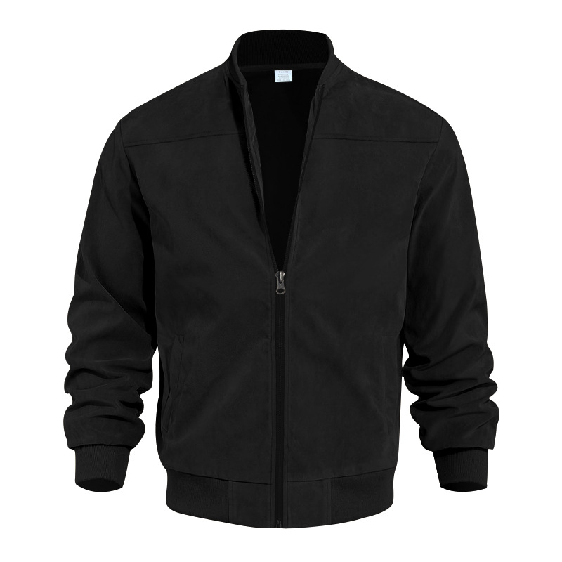 European and american cross-border hot-selling men’s suede jacket – autumn/winter fashion casual zip-up cardigan long sleeve baseball jacket