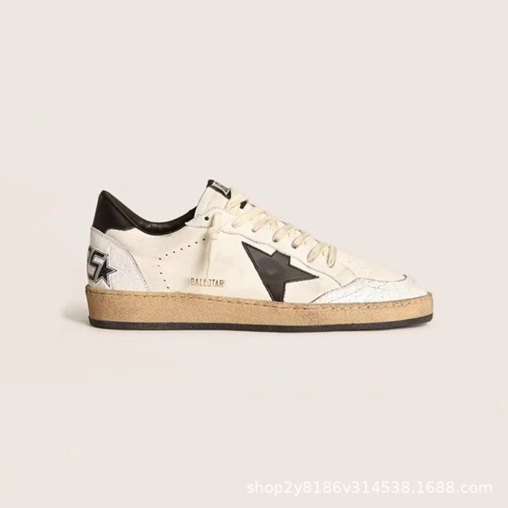 2025 korean style genuine leather distressed dirty sneakers women’s star shoes dirty shoes casual versatile fashion sneakers white shoes men