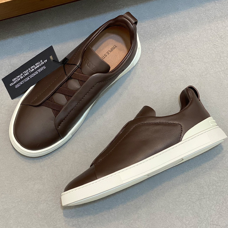 European station 2026 new men’s leather platform sneakers – trendy white shoes, versatile slip-ons, casual loafers