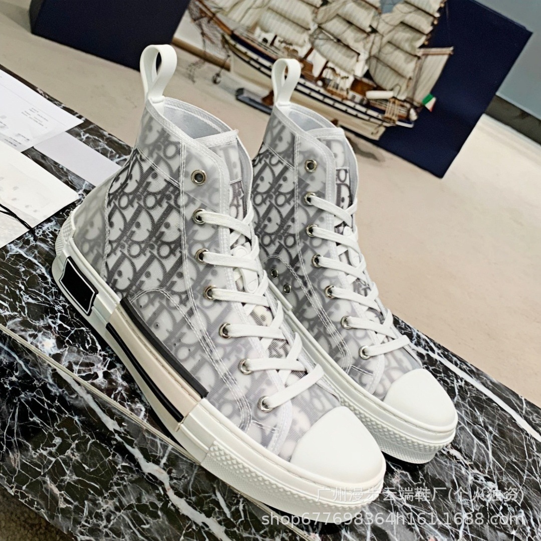 High-quality d home b23 high-top couple sneakers transparent mesh letter low-top canvas shoes casualeasiest for matchwhite shoes