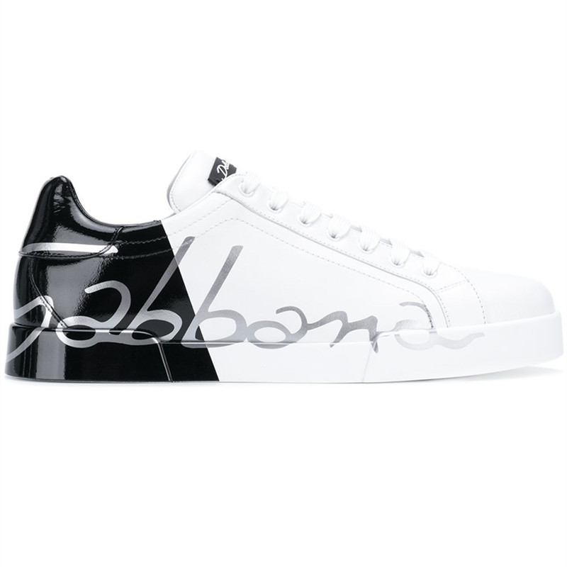 Top version export original order hot bar same style real cowhide dg2023 rivet graffiti white shoes men’s couple shoes trendy shoes for women