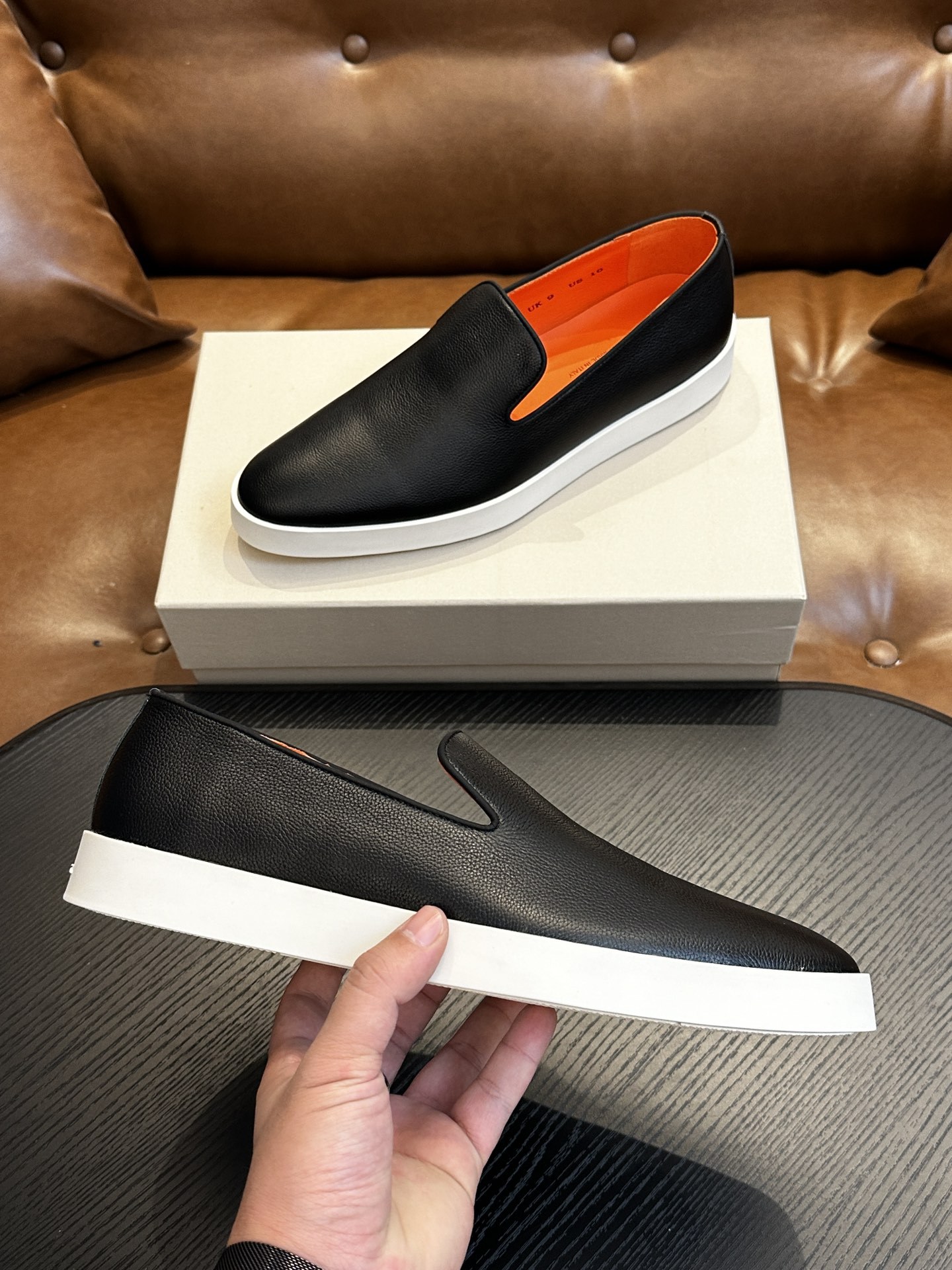 Cross-border 2024 new trendy autumn/winter genuine leather white sneakers for men, slip-on soft sole low-top shoes, korean style