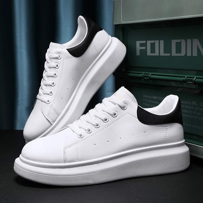 Mcqueen style sneakers for men, height-increasing, lightweight, k-style couple style casualwhite shoes, flat heel