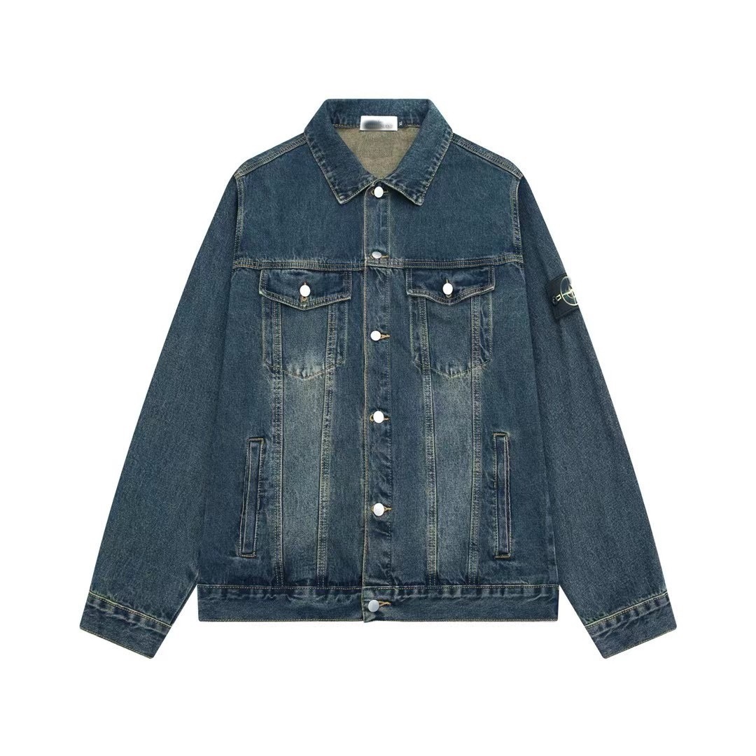 American retro stone washed denim jacket – new high-end brand, unisex, oversized, casual outerwear