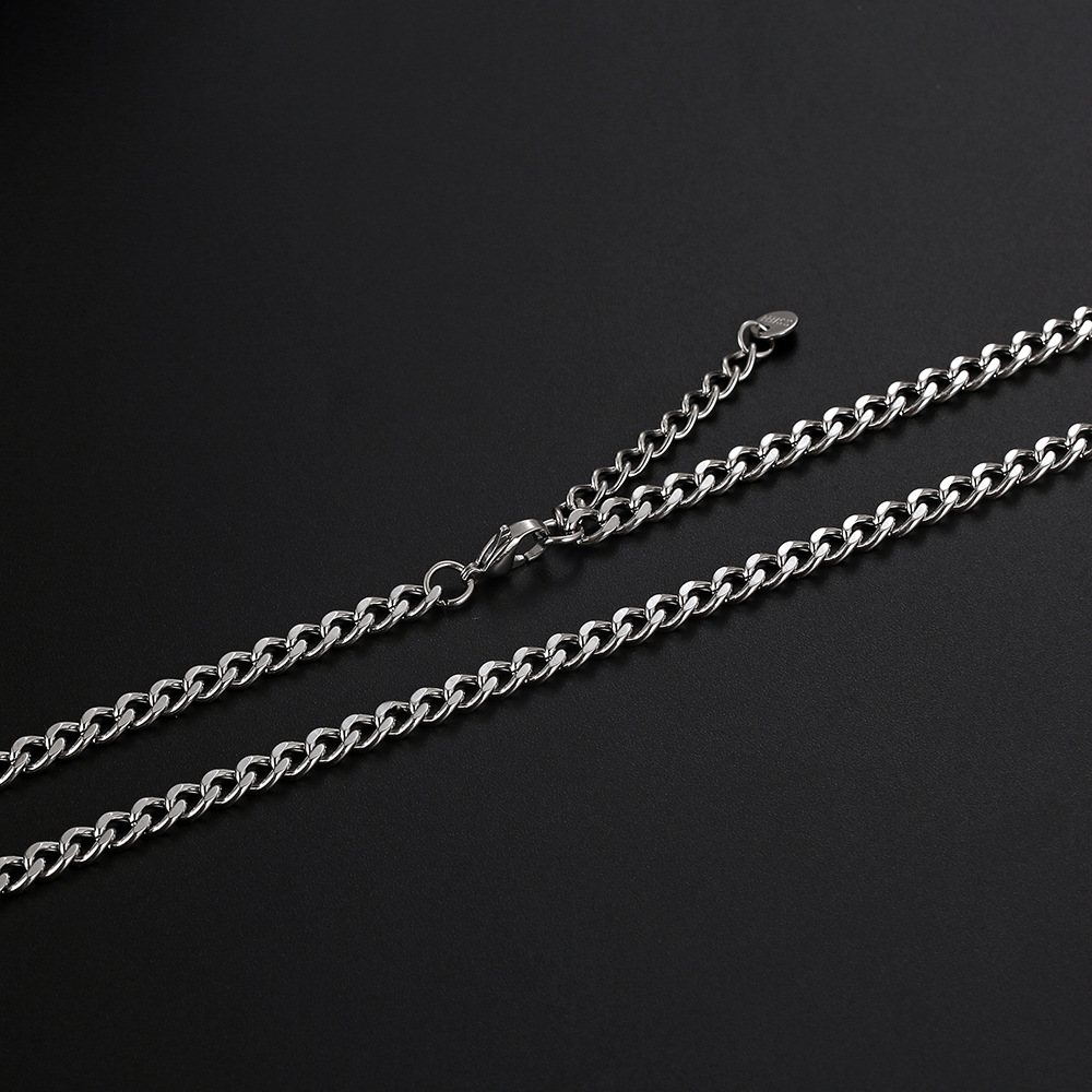 Imi basic necklace – unisex minimalist chic jewelry – trendy hip hop cuban link chain – high street cool titanium steel plain chain – yl664