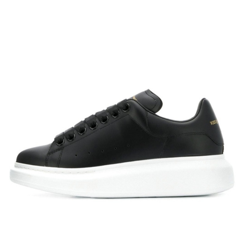High-top mcqueen sneakers, unisex casual style, genuine leather, white sneakers, breathable, height-increasing, chunky sole, direct from the factory