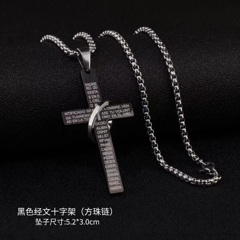 European and american trendy ins hip hop fashion letter cross circle pendant necklace hip hop punk long necklace cross
