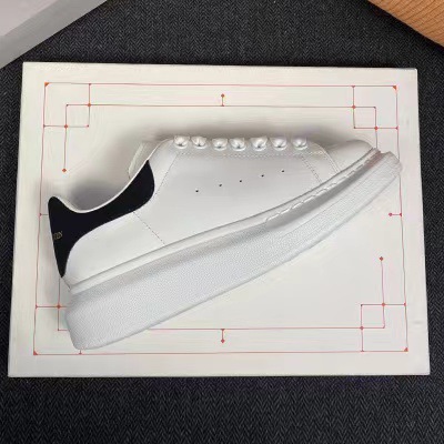 Factory direct sales with source height version mcqueen white shoes for women and men couple heightening thick sole genuine leather casual sneakers