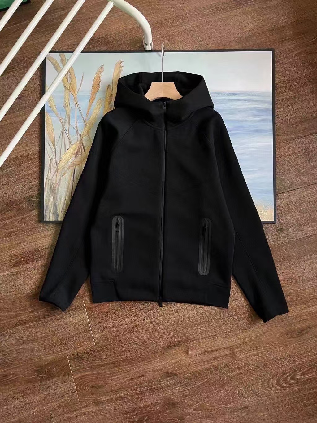 2024 spring/autumn new casual sportswear air layer hooded jacket and sweatpants set (sizes 54-61)