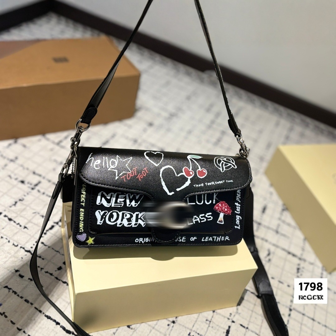 Cross-border hot-selling women’s bags, 2025 spring/summer new arrivals, high-end handbags, printed graffiti tote, shoulder, and crossbody bags