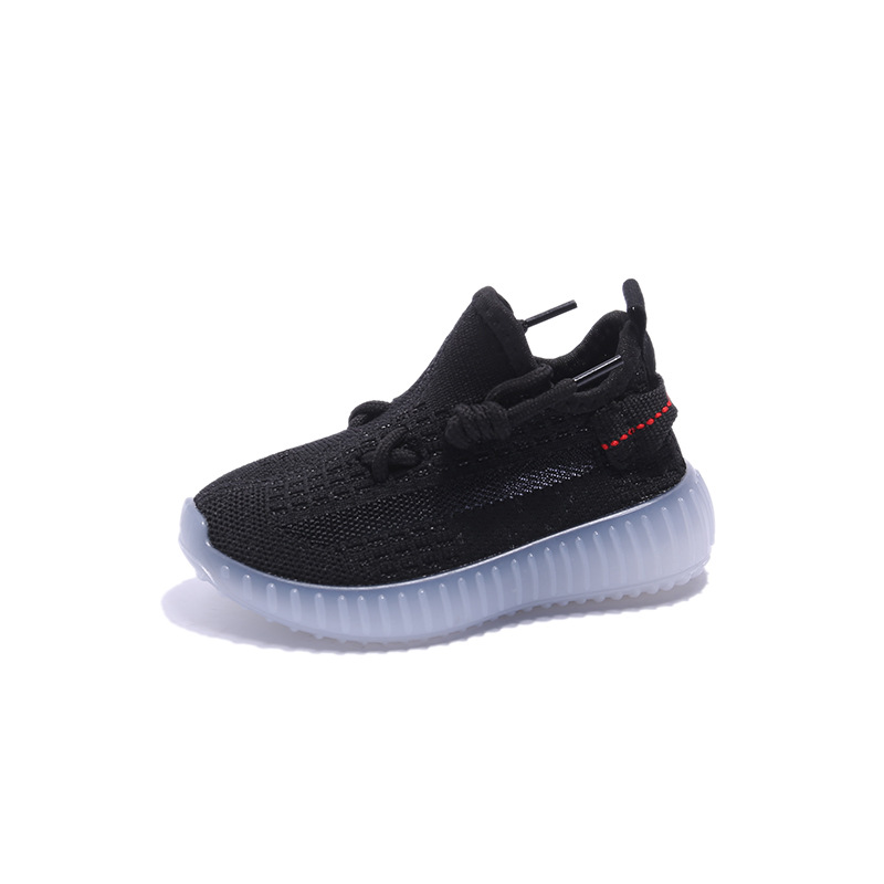 Spring & fallkids shoes solid bottom boys breathable fly woven sneakers baby girl shoes kindergarten white shoes