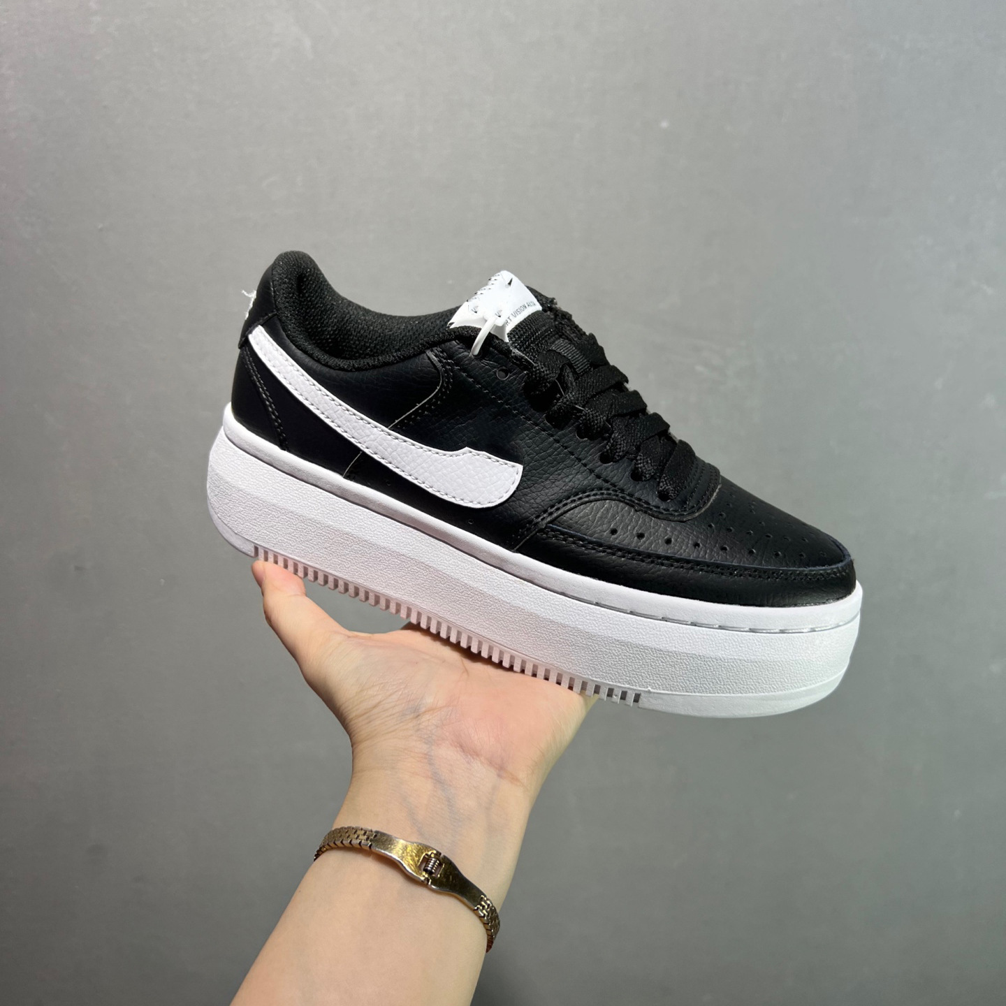 Authentic court vision chunky platform sneakers – unisex, campus style, fashionable, versatile, classic white shoes