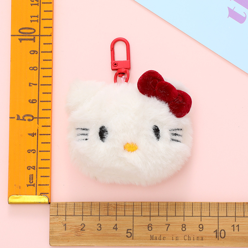 Plush black and pink bow cat plushie doll kt bag accessory charm pendant clothing ornament cartoon hair clip