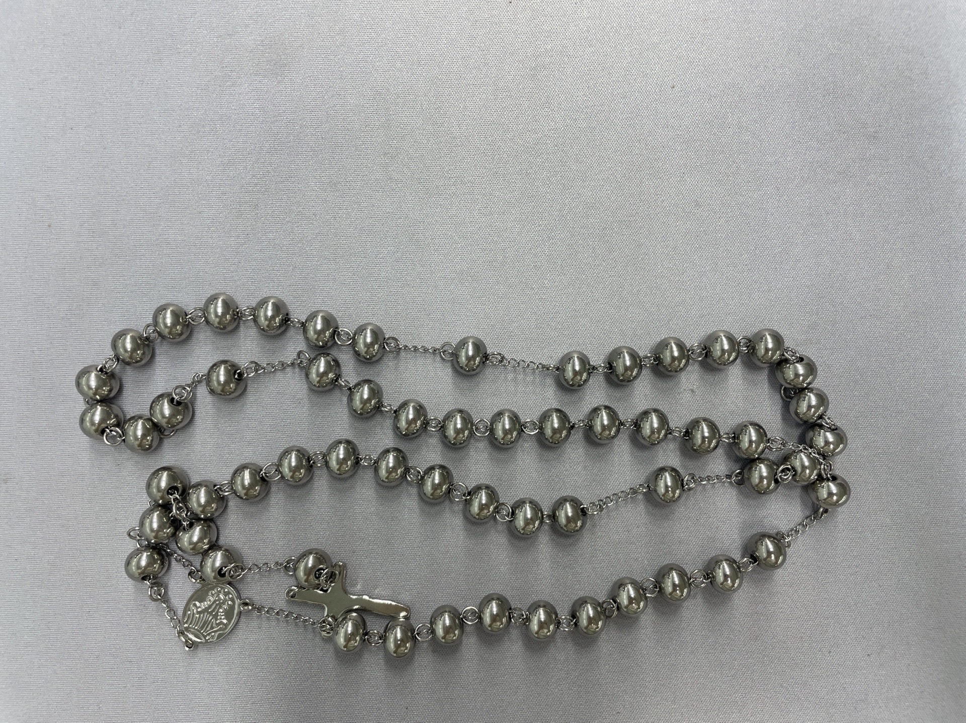 Mr.blinggggggfashion hip hop jewelry 10mm non-fading solid round bead rosary cross necklace 2