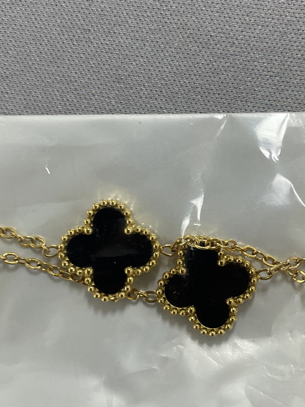 Factory direct supply black agate ten flower necklace double-sided four-leaf clover clavicle chain fanjia luxury brand wholesale 2