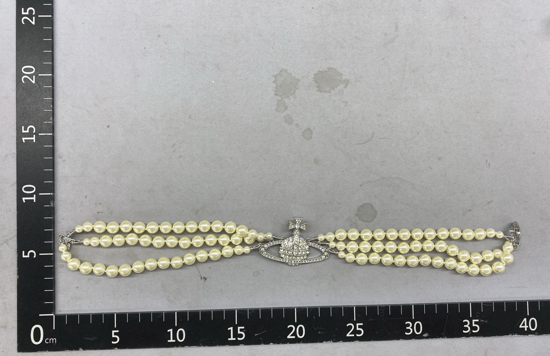 Three-layer pearl necklace full of diamonds saturn clavicle chain accessible luxurycasualeasiest for matchclassy sense choker same style as the queen mother 4