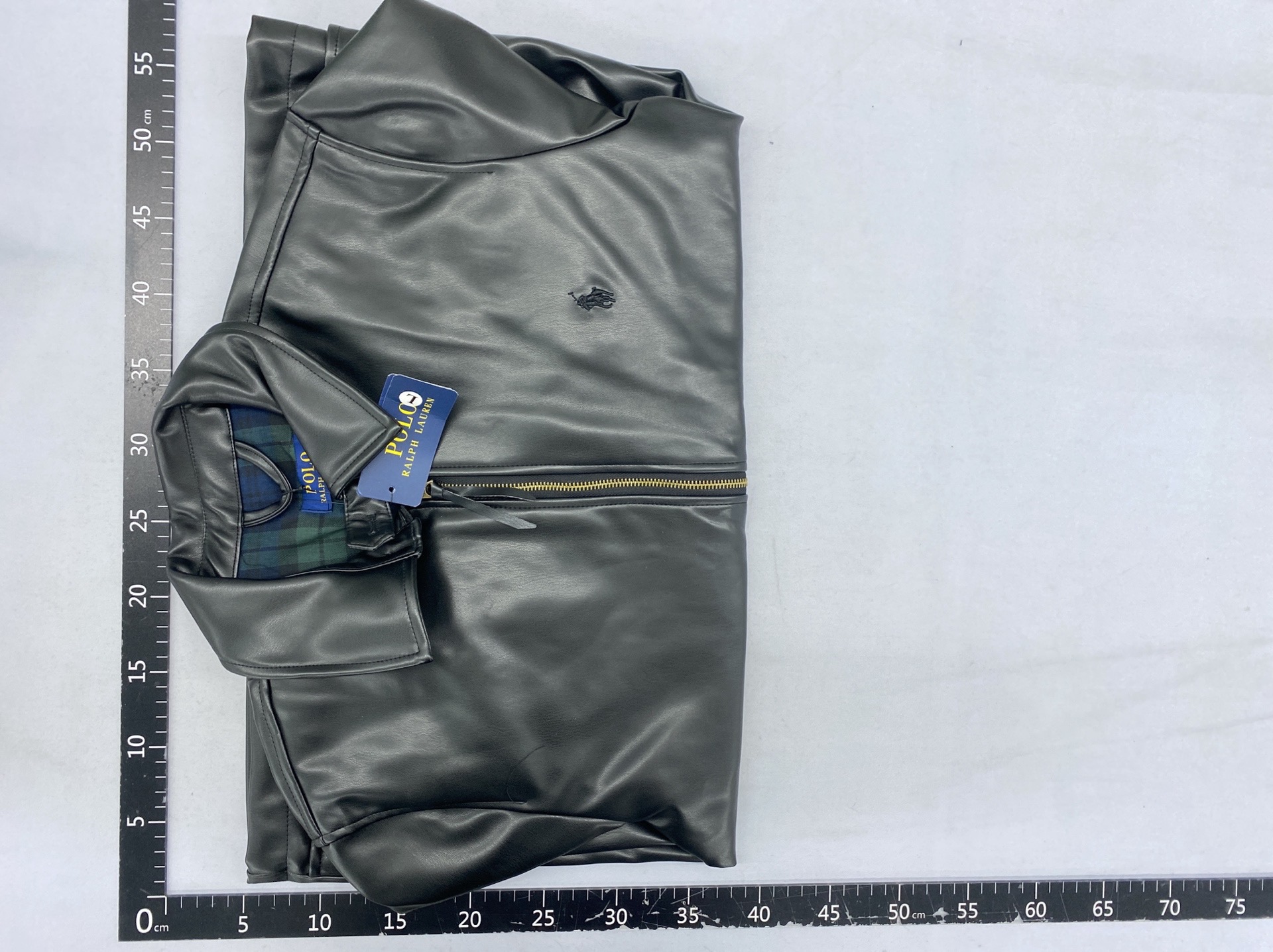 Left black small size leather head gold zipper black batch jacket 44120722 5