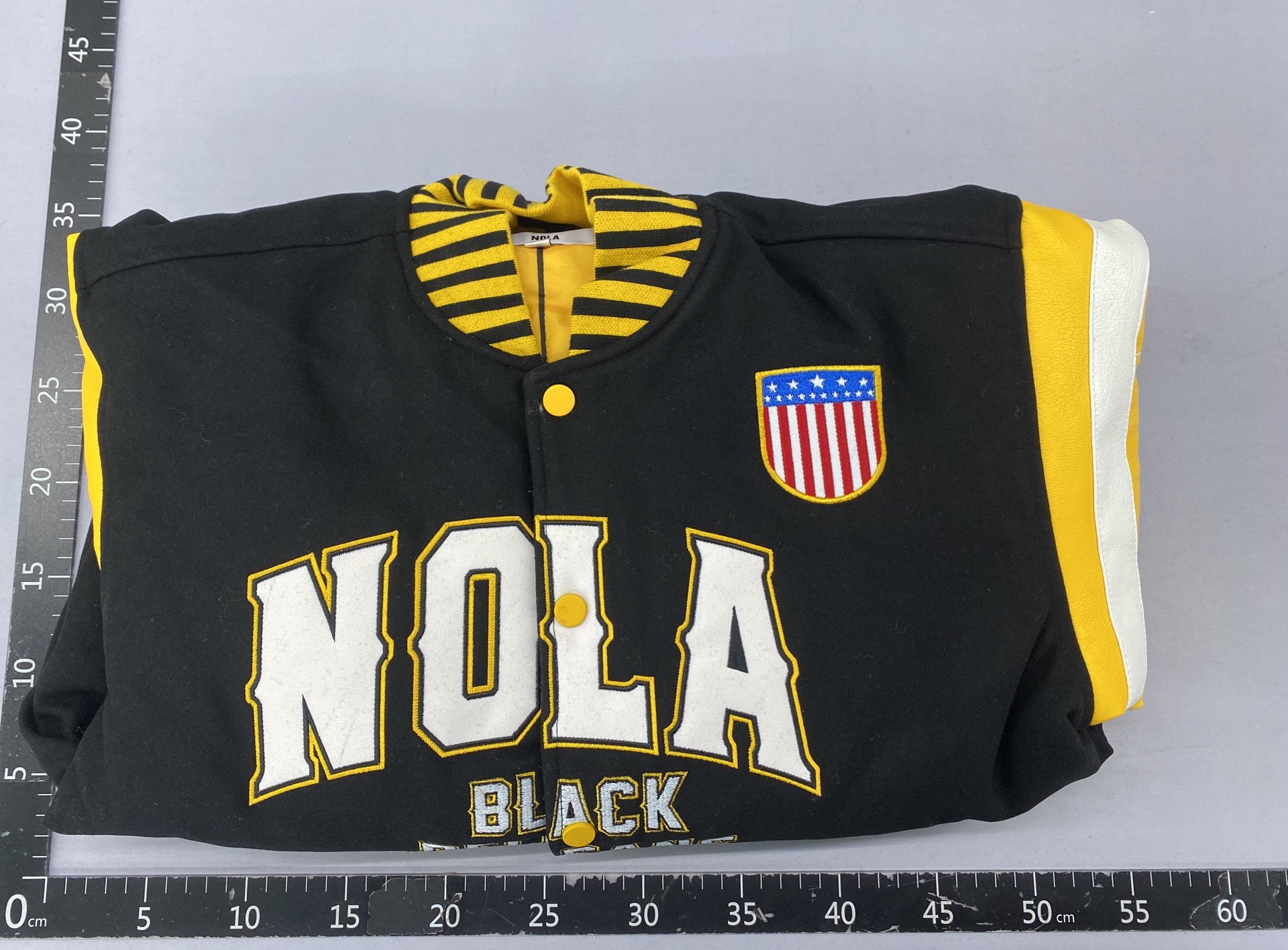American retrojacketnolaembroiderthickened black yellow leather sleeves cotton clothing cross-border hot selling street baseball uniform 5