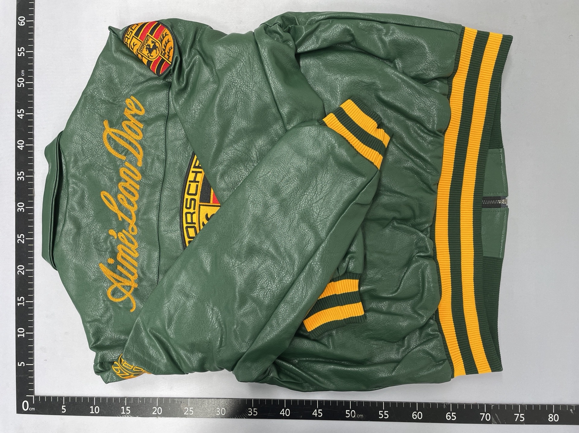 European and american fashion brand porsche racing jacket heavyweight micro badge embroidery retro leather jacket cotton outwear men’s and women’s tops 3